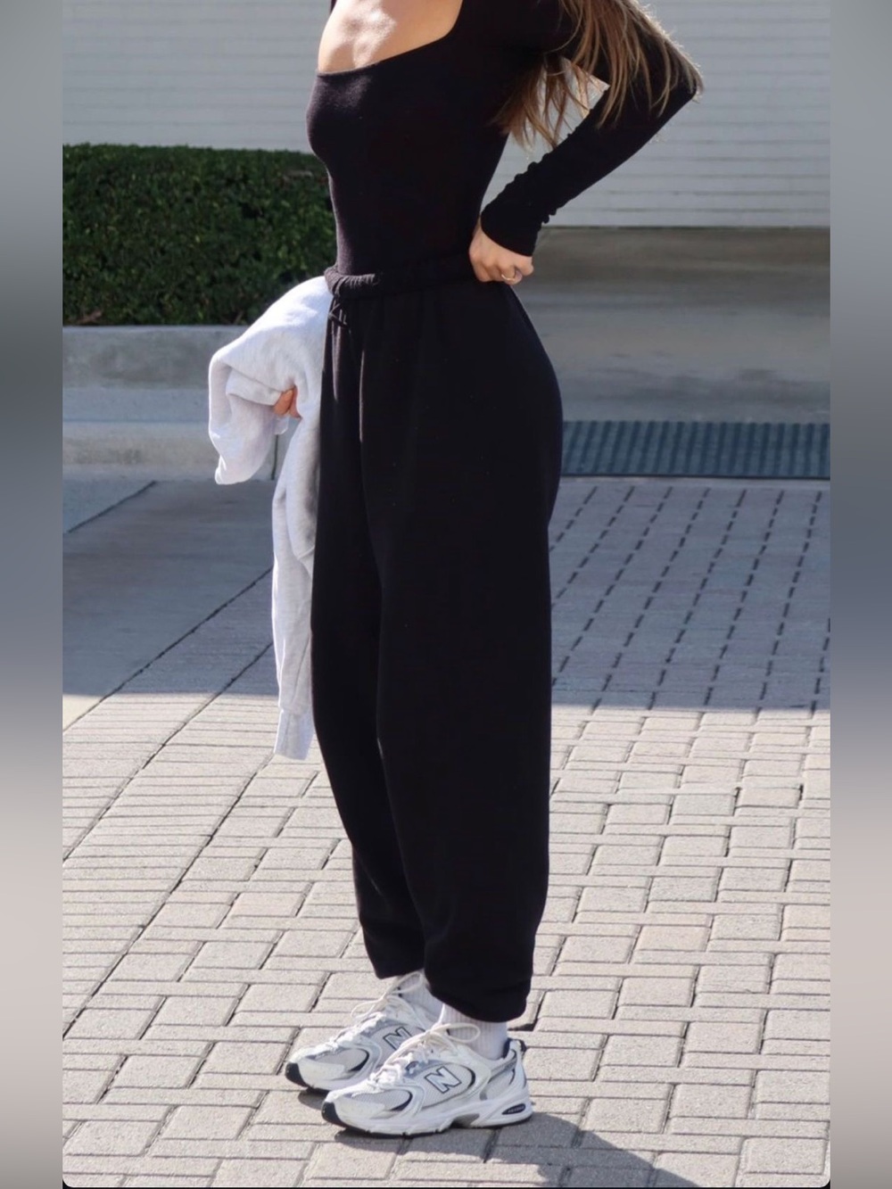 Aerie Black Oversized Fleece Jogger Sweatpants Small